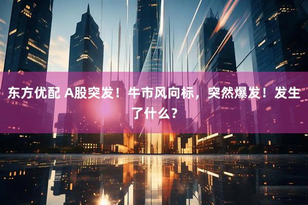 东方优配 A股突发！牛市风向标，突然爆发！发生了什么？