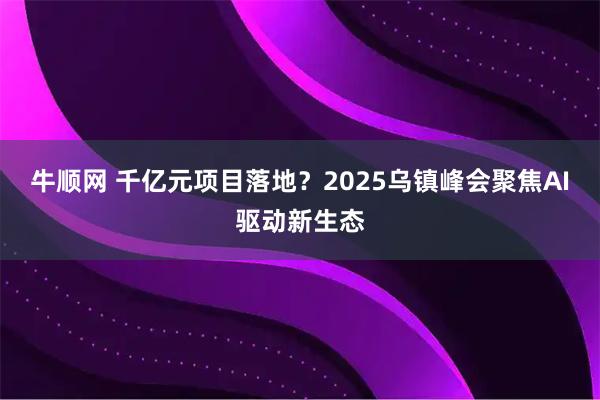 牛顺网 千亿元项目落地？2025乌镇峰会聚焦AI驱动新生态