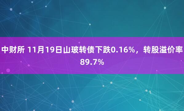 中财所 11月19日山玻转债下跌0.16%,转股溢价率89.7%